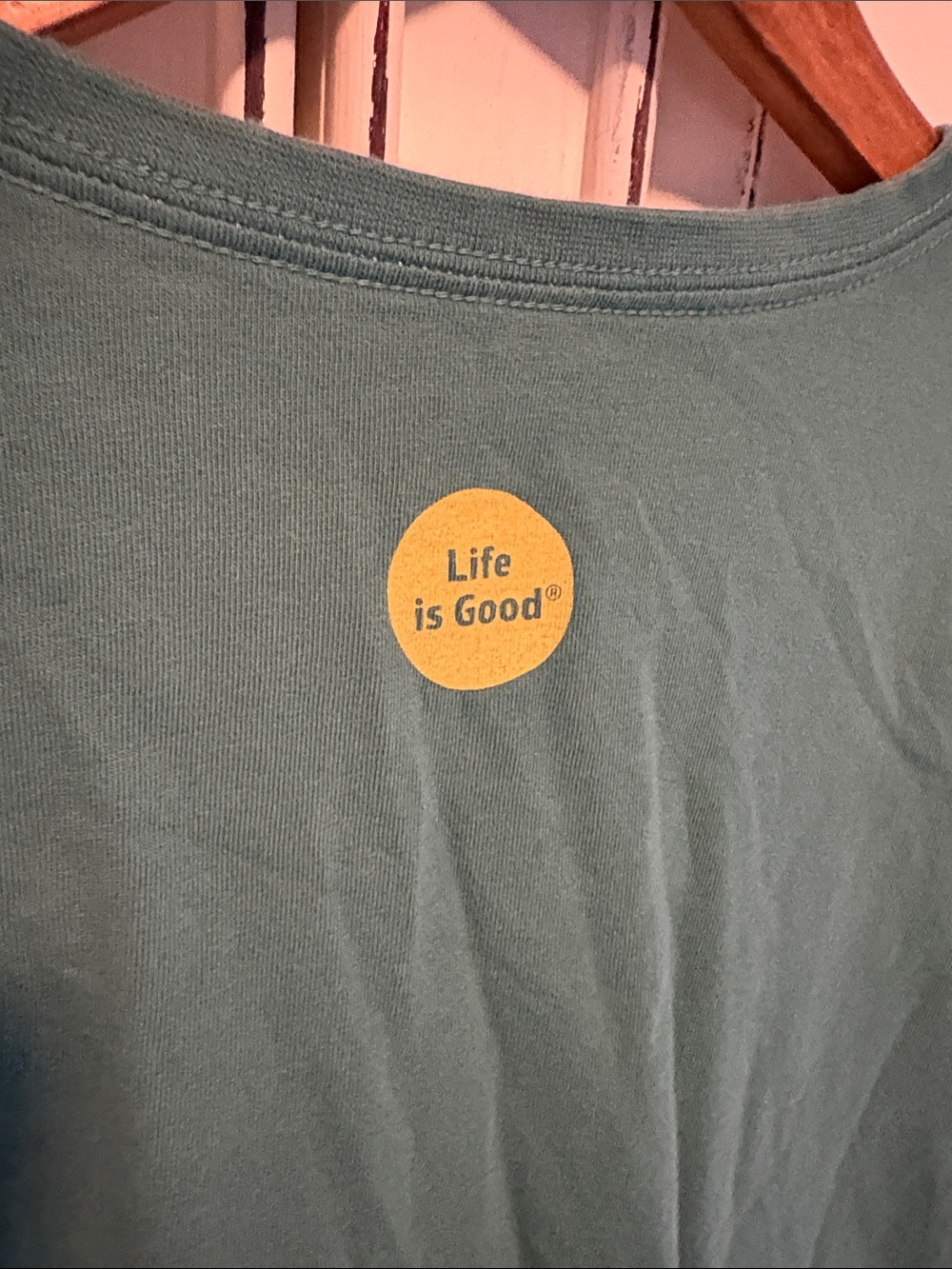 Life Is Good Women's Long Sleeve Tee in Teal with 'Half Full' Graphic - Picture 5 of 5